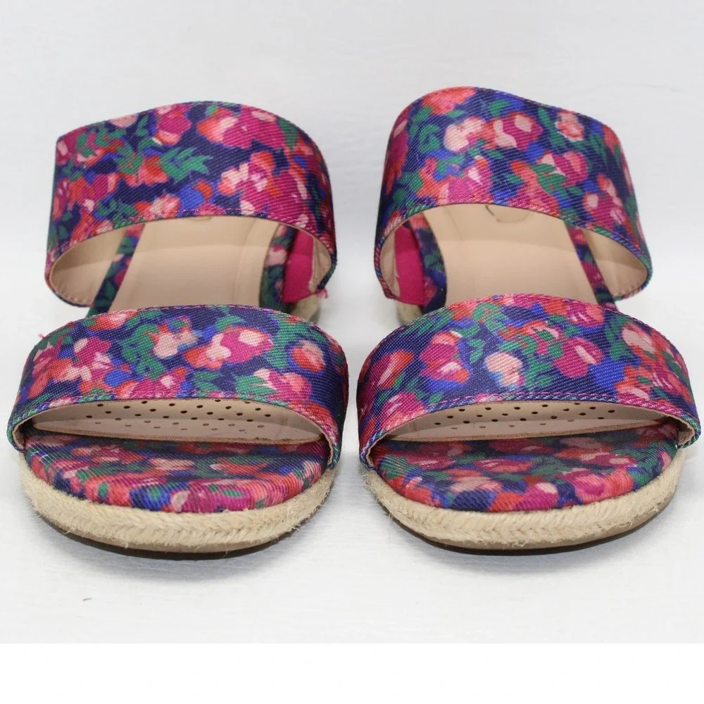 Abella Shayla Womens Floral Espadrille Wedge Slide Sandals Multi Color‎ Size 8M